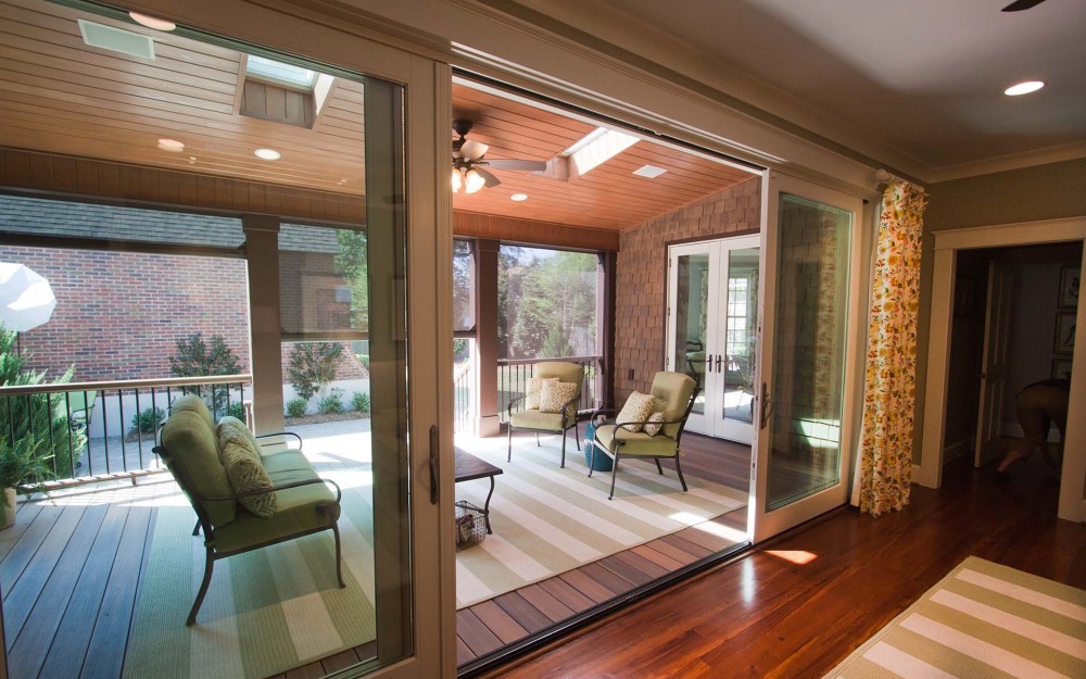 Screened in porch with Phantom's motorized screens for large openings